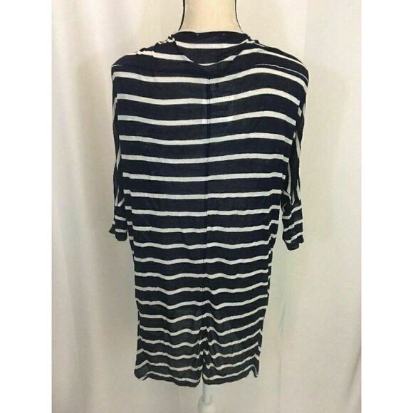 Zara New Navy Blue White Striped Long Sleeve Shrug Cardigan Top Medium - Picture 4 of 6